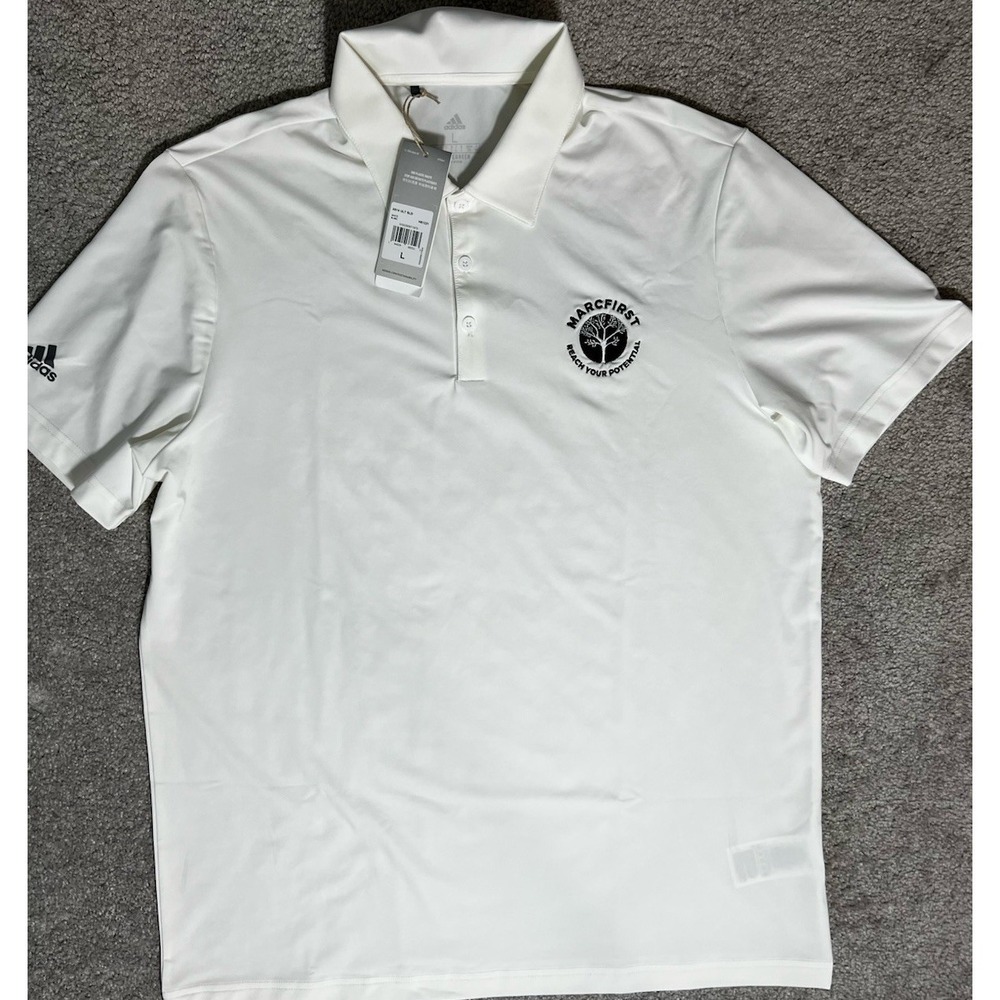 Adidas Golf Polo Shirt Sz L Solid Performance Athletic Short Sleeve White NWT #A